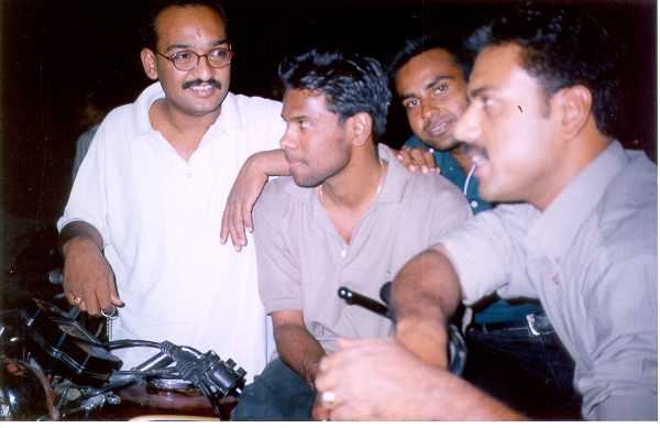 Jawed with Neeraj Garg, Nikhil Tyagi, Kailash Ojha in front of Shivam, Palanpur